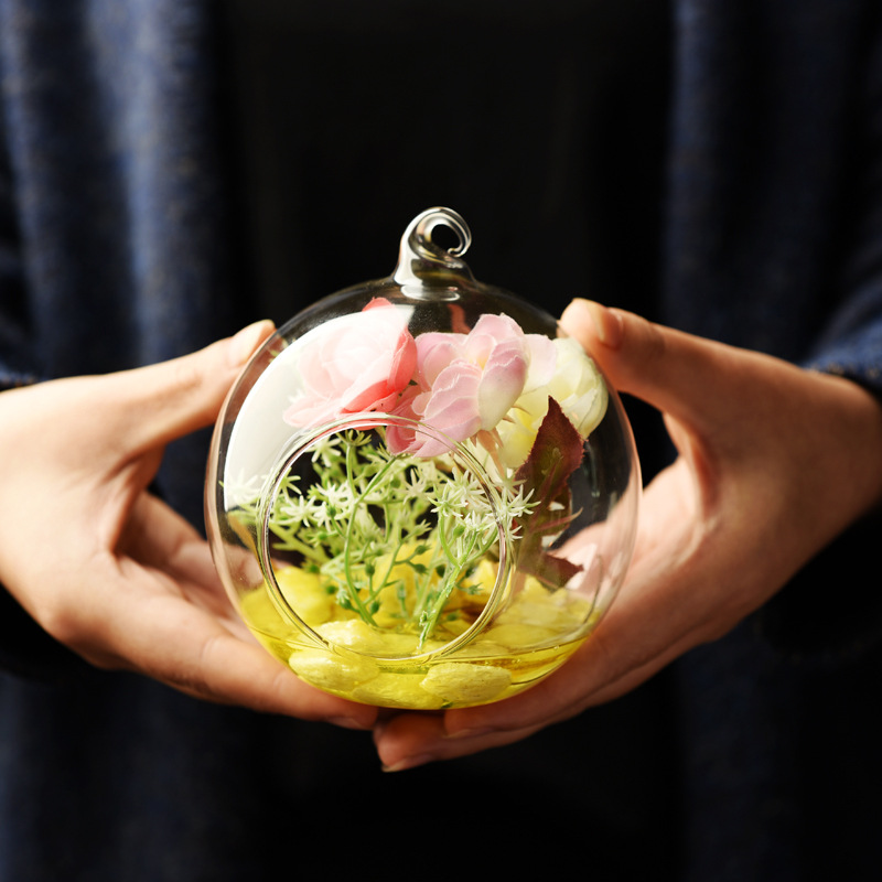 De estilo europeo DIY creativo trípode transparente micro paisaje florero de cristal del tanque de peces adornos