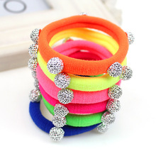 满天星5颗珠毛巾发圈 韩版彩色高弹皮筋促销发绳2元店货源290g