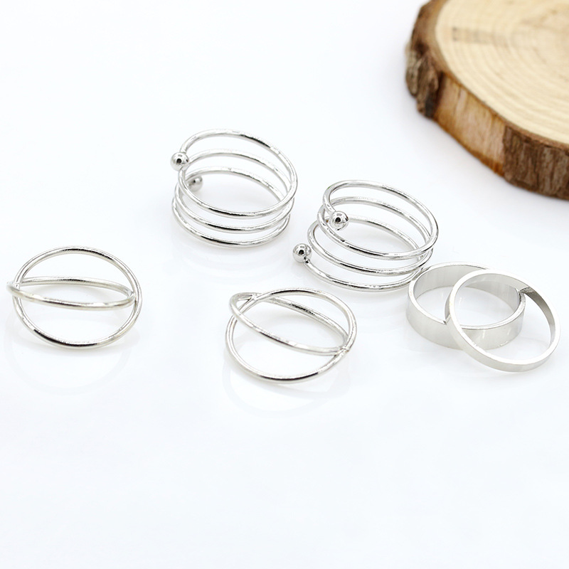 New Cross Metal Rings Six-piece Set display picture 3