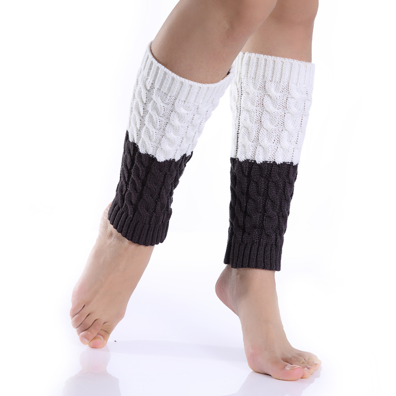 Dames sokken van gebreide wol tweekleurig herfst en winter_voghion.com