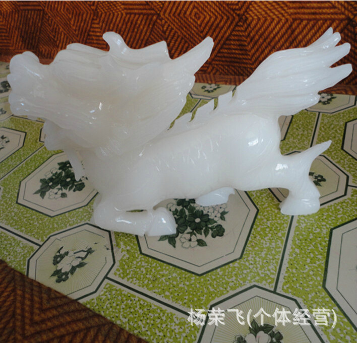 批发玉石天然阿富汗玉雕麒麟摆件大号 白玉送子麒麟风水摆件