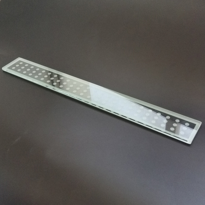 厂家j加工 丝印圆点钢化玻璃 长条钢化玻璃 灯具玻璃加工