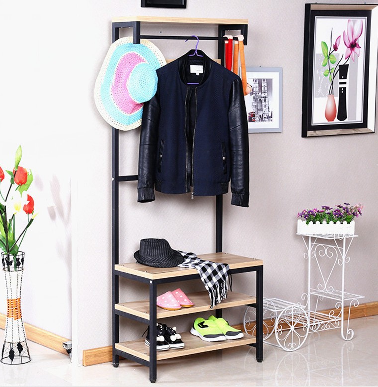 Simplicity to ground Coat rack shoe rack one combination Clothes hanger bedroom Coat rack Iron art originality Clothes hanger Direct selling