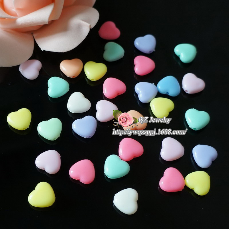 儿童手工彩色桃心 亚克力爱心珠 串水果竹签花签牙签珠串详情图3