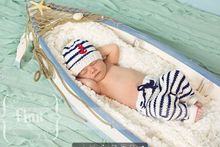 手工毛線編織兒童攝影帽 嬰兒新生兒毛線帽 影樓拍照服 海軍