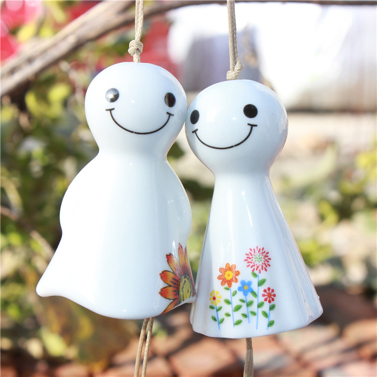 Simplicity Cartoon Sen family Jingdezhen Ceramic Japanese Sunny Doll Wind chime dormitory Pendants Door trim wholesale