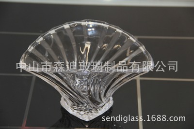 厂家直销扇形水晶玻璃果斗盘|ru