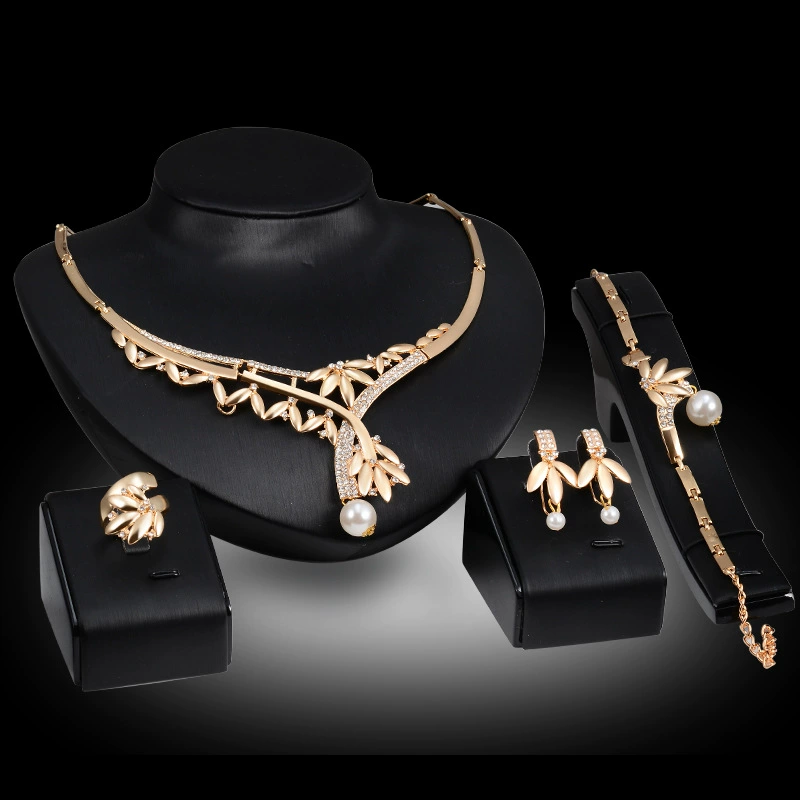 Золотой набор для невесты, украшение для волос, Aliexpress, набор из 4 предметов, оптовая продажа