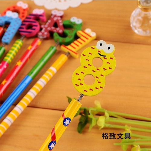 Direct Manufacturer Sales Digital Pencil HB Creative Pen Primary School Stationery Wholesale Cute Cartoon Wooden Pen