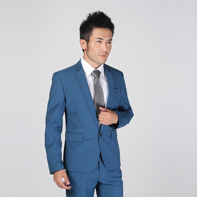 2019 New Arrival Sapphire Men's Suit Korean Style Slim-fit Waist Professional Small Suit Groom Wedding Dress