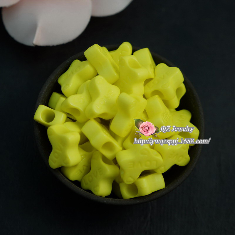 糖果色饰品配件 彩色亚克力蝴蝶 大孔蝴蝶珠 LOVE印字 儿童饰品详情图12