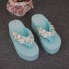 Flip flops, slippers, beach footwear platform, flowered