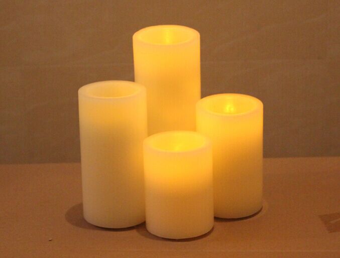 圆柱型平口波浪黄光LED电子蜡烛灯婚庆派对生日SPA酒吧餐厅用蜡烛