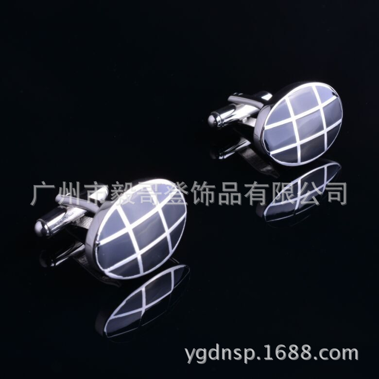 供应A4049-DJ井字形袖扣，椭圆形袖扣，滴黑胶袖扣，不锈钢袖扣