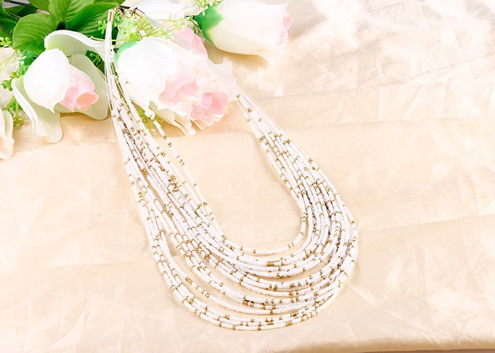 European And American Retro Personality Water Drop Multi-layer Rice Bead Necklace Wholesale display picture 4