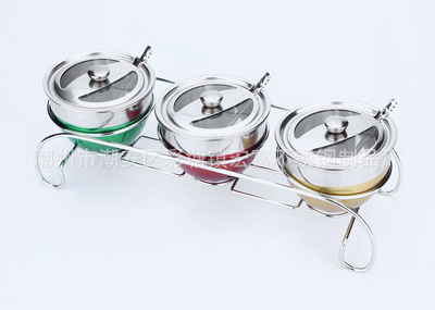 厂家直销不锈钢三/四味直型可视调味罐调味瓶调味盒调料瓶糖罐盅|ms