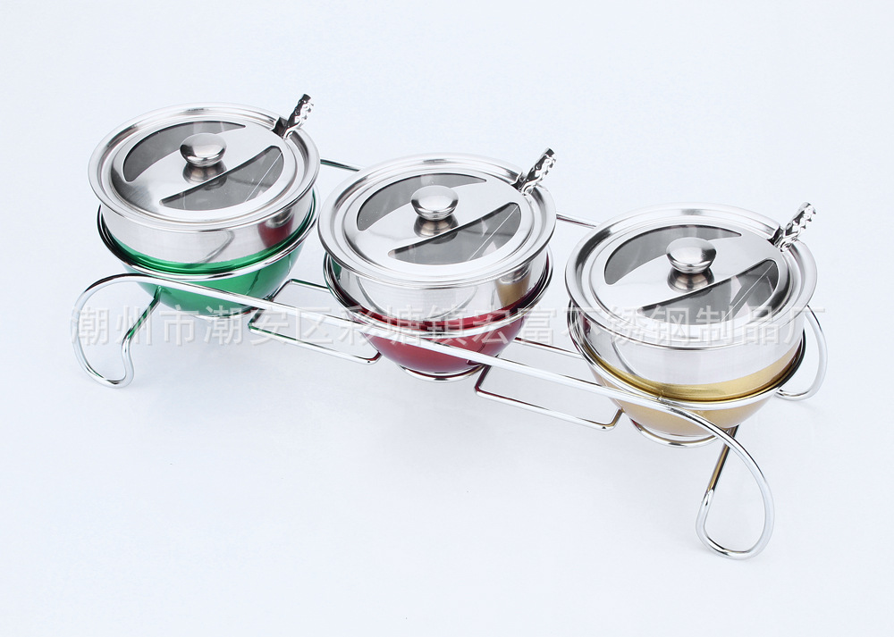 厂家直销不锈钢三/四味直型可视调味罐调味瓶调味盒调料瓶糖罐盅|ms