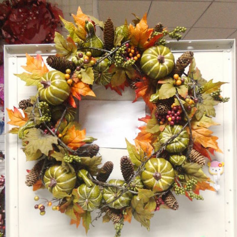 2019 nueva fábrica OEM procesamiento Festival de Otoño anillo de ratán natural vacaciones guirnalda decorativa 20CM-45CM