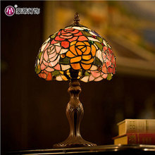 廠家直銷 8寸歐式創意帝凡尼卧室床頭燈玫瑰溫馨婚房裝飾玻璃台燈