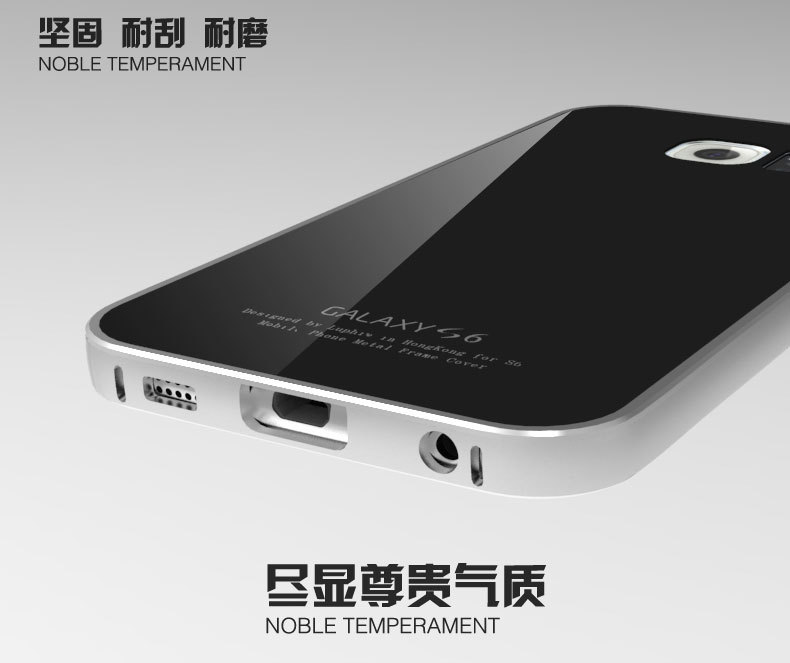 Luphie Aircraft Aluminum Metal Frame 9H Tempered Glass Back Cover Case for Samsung Galaxy S6 G9200