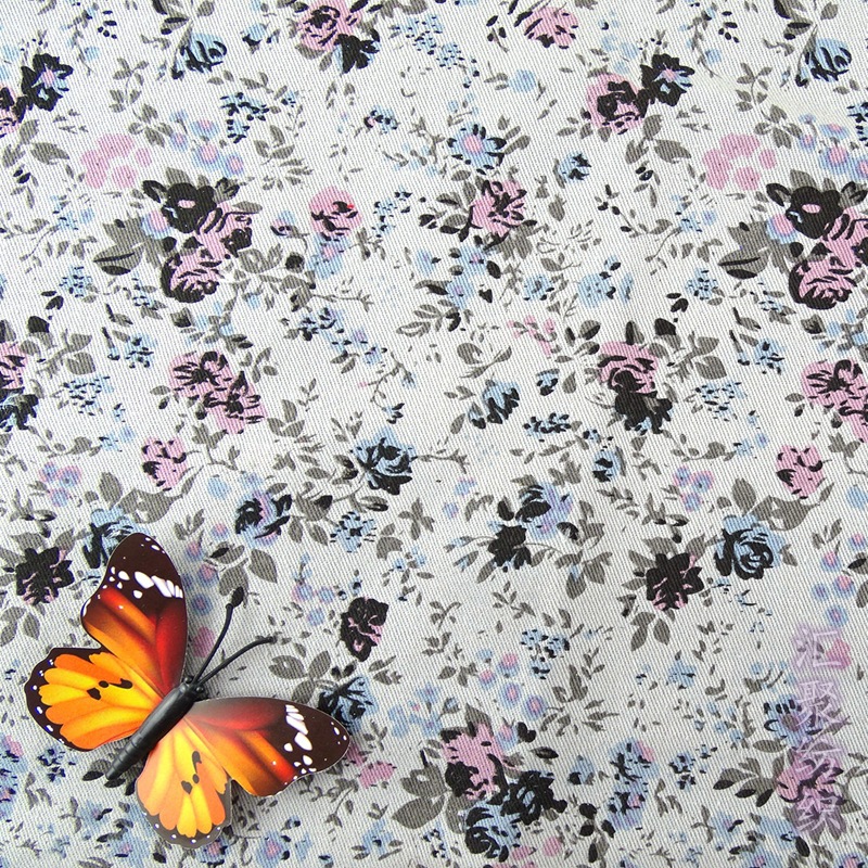 4色小碎花胶浆印花 台板印花  斜纹布多套色胶浆印花