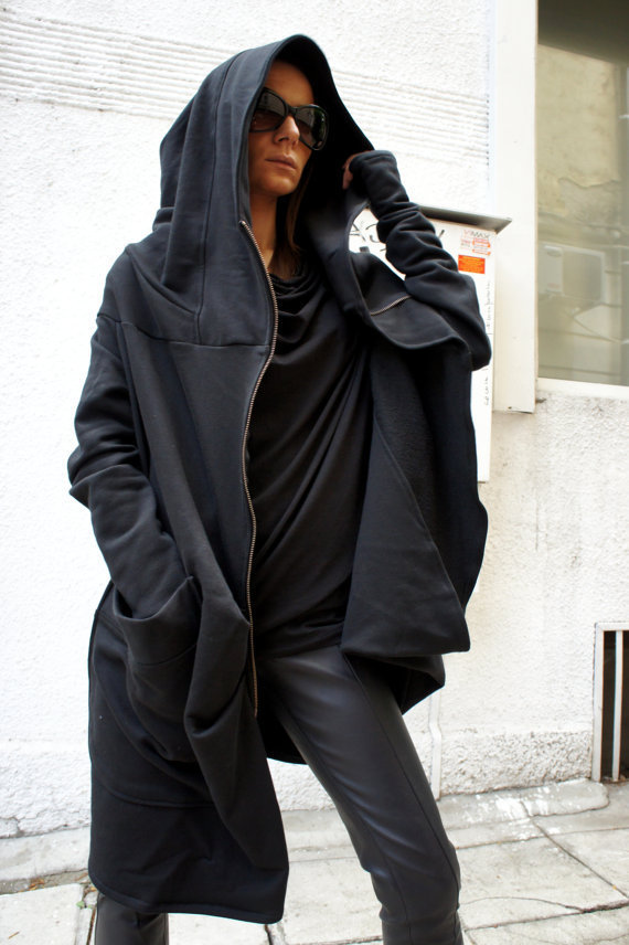 Mid Length Irregular Hooded Zipper Sweatshirt Coat Fleece Lined Multiple Colors Casual Style Wholesale Available