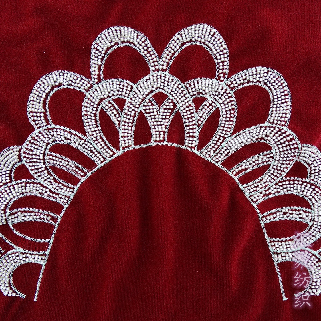 机绣珠管 机器钉珠   珠管绣 裁片绣 平绣珠管绣二合一绣花