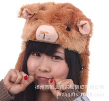 棕色羊駝卡通帽子南韓絨面料加厚保暖帽子新年禮物廠家直銷批發