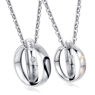 Jewelry wholesale jewelry generation exquisite gift love titanium steel couple necklace pendant EX166
