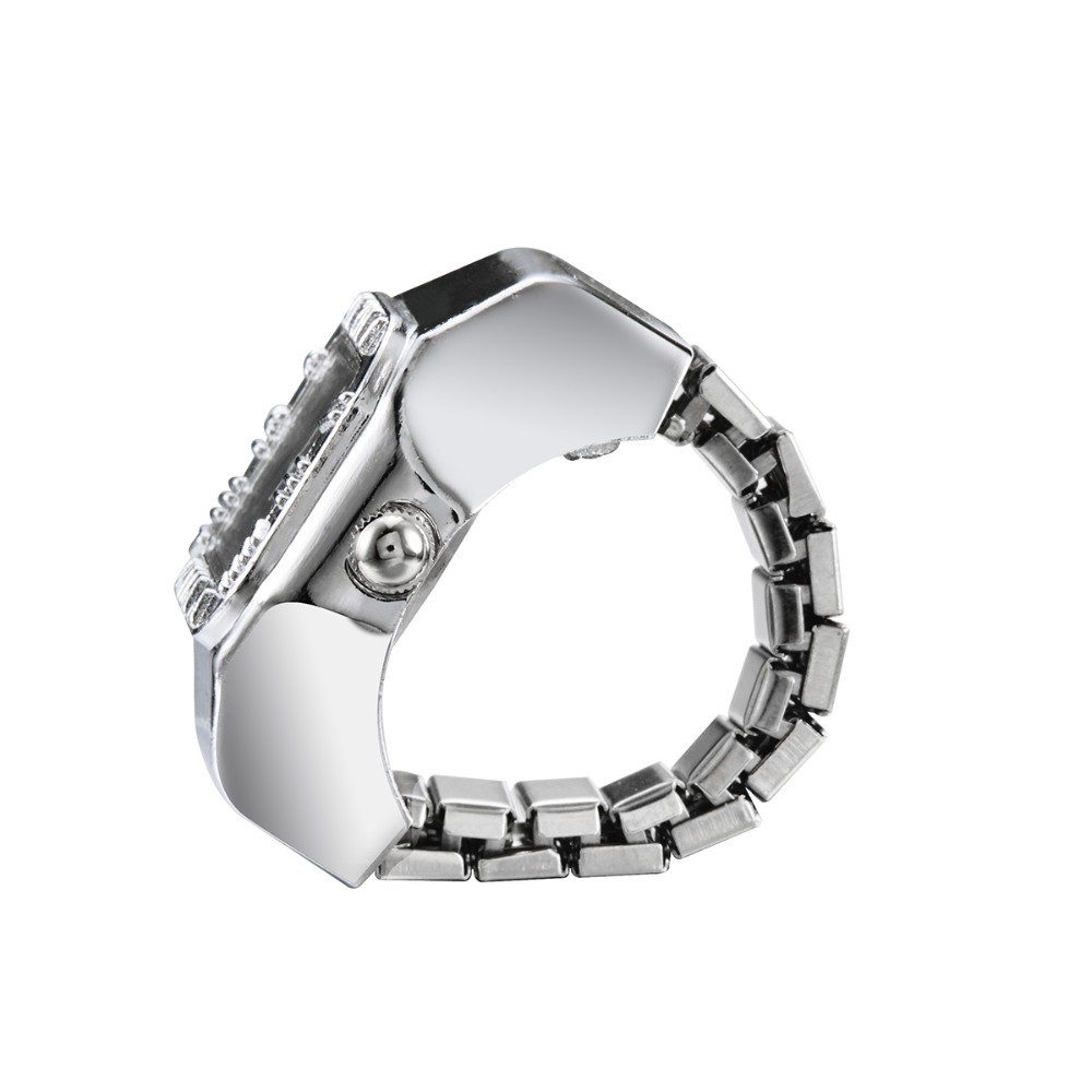 Pointer+Number Display Type Retro Classic Style Square Quartz Watch Rings