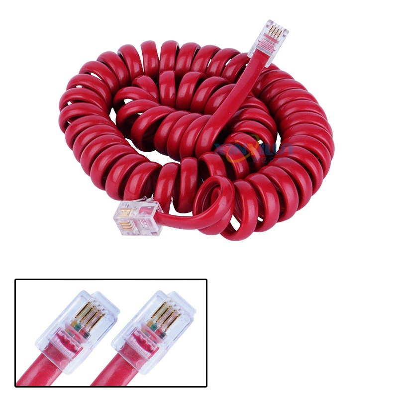 Телефонная линия ярко-красная 2 м телефонная трубка линия Телефонная кривая телефонная ручка линия RJ9 4P4C