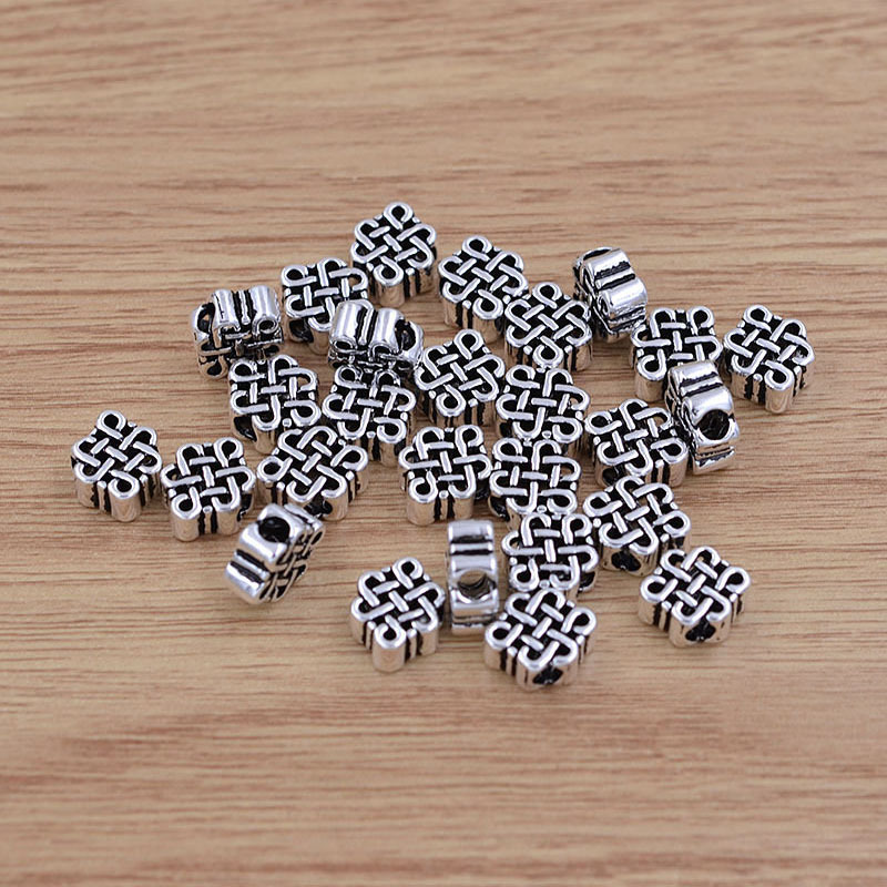 批发时尚泰银饰品diy水晶手链项链配件吊坠 中国结隔片 大号黑