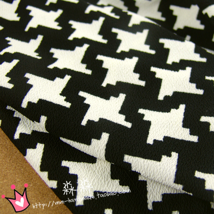 2023秋冬加厚布料 欧美时尚黑白格子千鸟格弹力针织 罩衫开衫面料