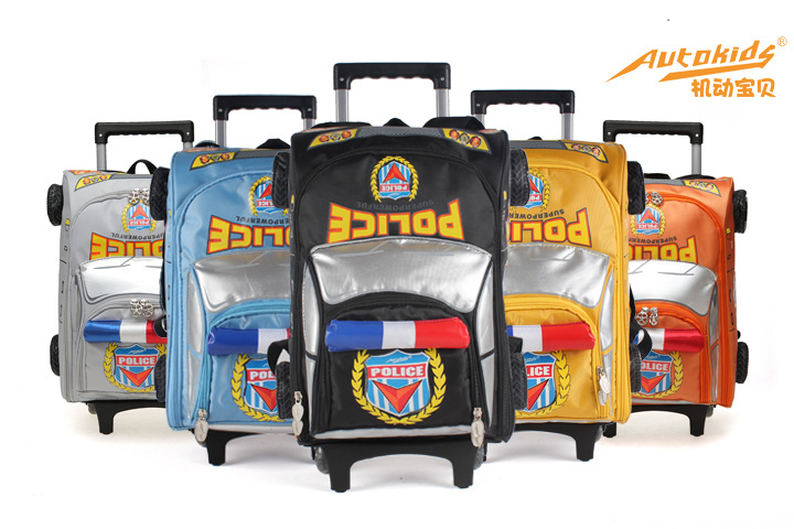厂家直销批发3D车型男童书包双肩包警车小学生拉杆书包一件代发