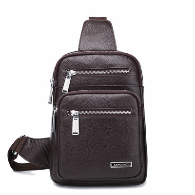 新款真皮男包 牛皮单肩包胸包斜跨 商务公文包男士包包厂家批发