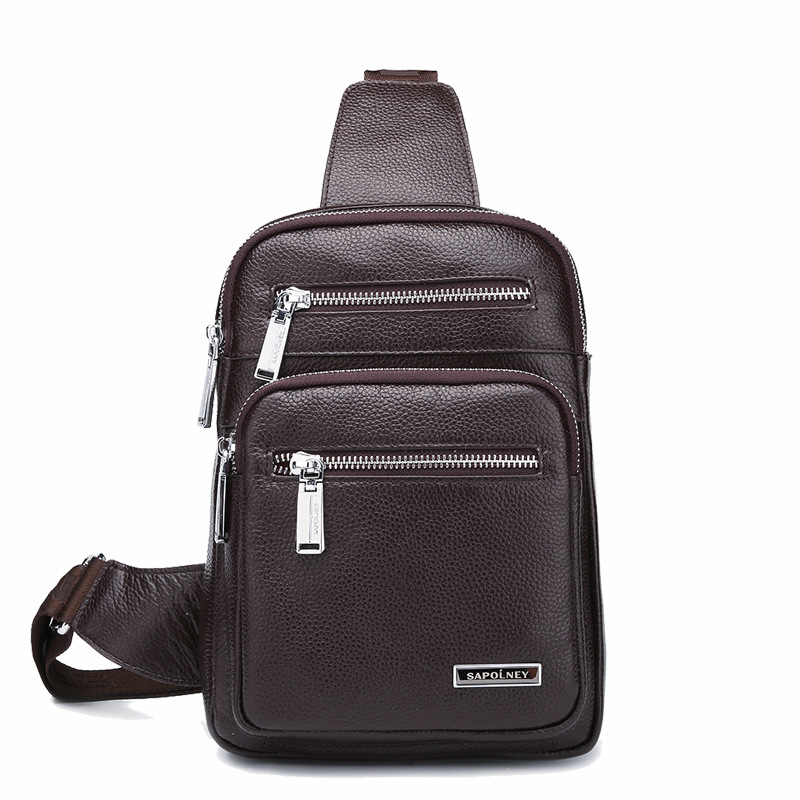 新款真皮男包 牛皮单肩包胸包斜跨 商务公文包男士包包厂家批发