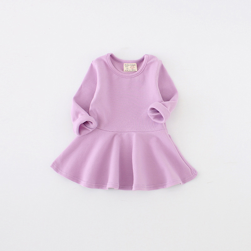 Basic Solid Color Cotton Girls Dresses display picture 3