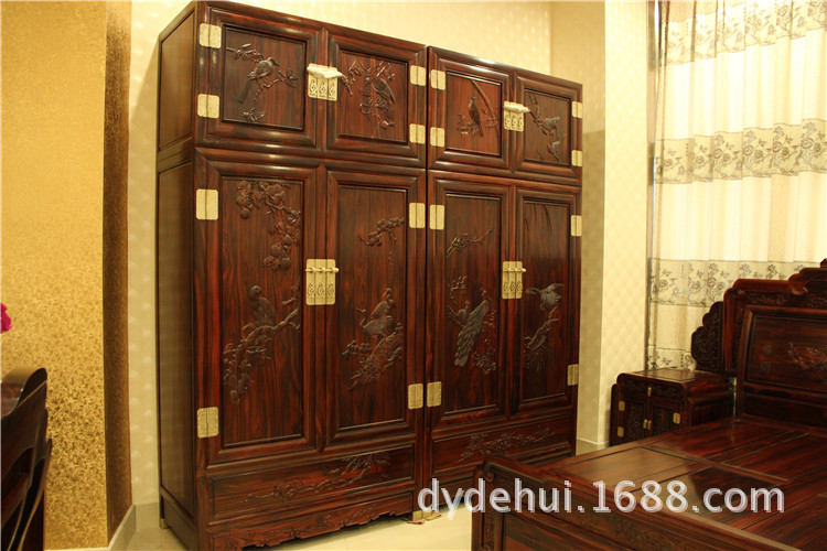 Broadleaf Rosewood Black wood Top cabinet Flower Deluxe type Log Wardrobe Wood Closet direct deal