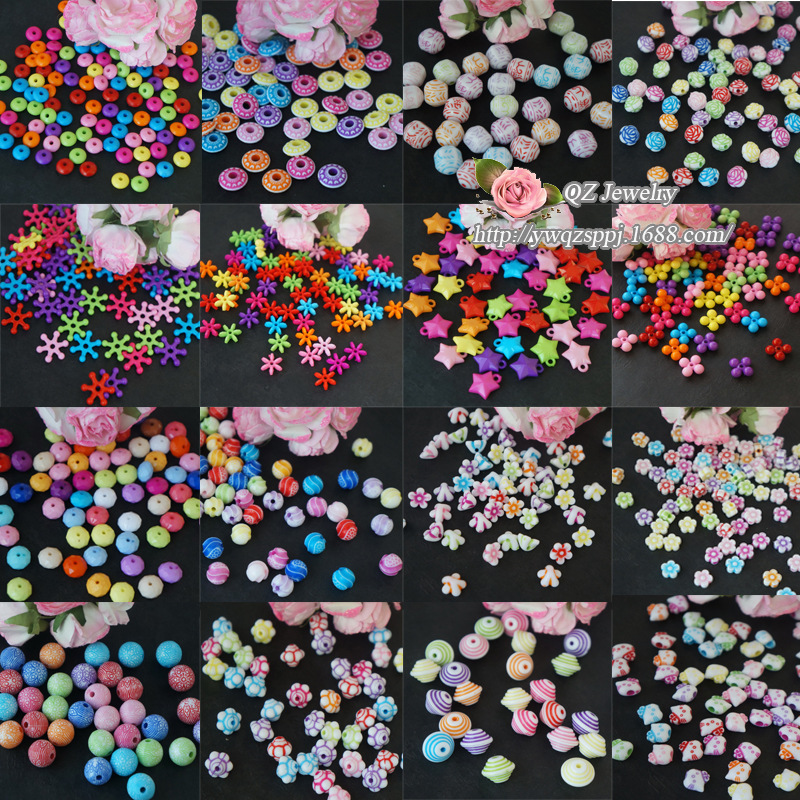 春天色系粉嫩小桃心 七彩桃心 爱心珠 五彩亚克力串珠 儿童饰品详情图10