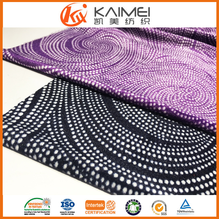 涤氨纶混纺弹力服装面料 针织经编韩国绒 印花 四面弹 厂家销售