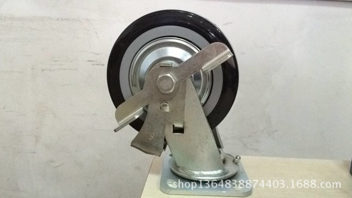 脚轮 6寸 重型 聚氨脂万向带边刹轮优冠脚轮手推车轮PU轮静音轮