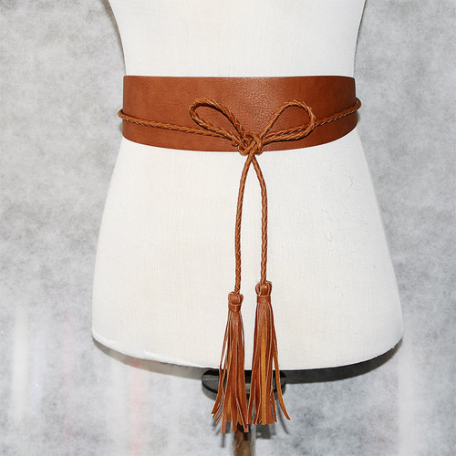 Factory Sales European and American Decorative Women's Waist Belts, Tassel Wide Waist Belt for Women