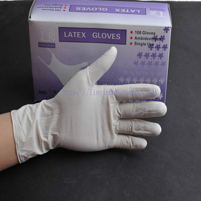 包邮一次性乳胶医用手套盒装100只橡胶实验防护专用劳保皮弹性好|ms