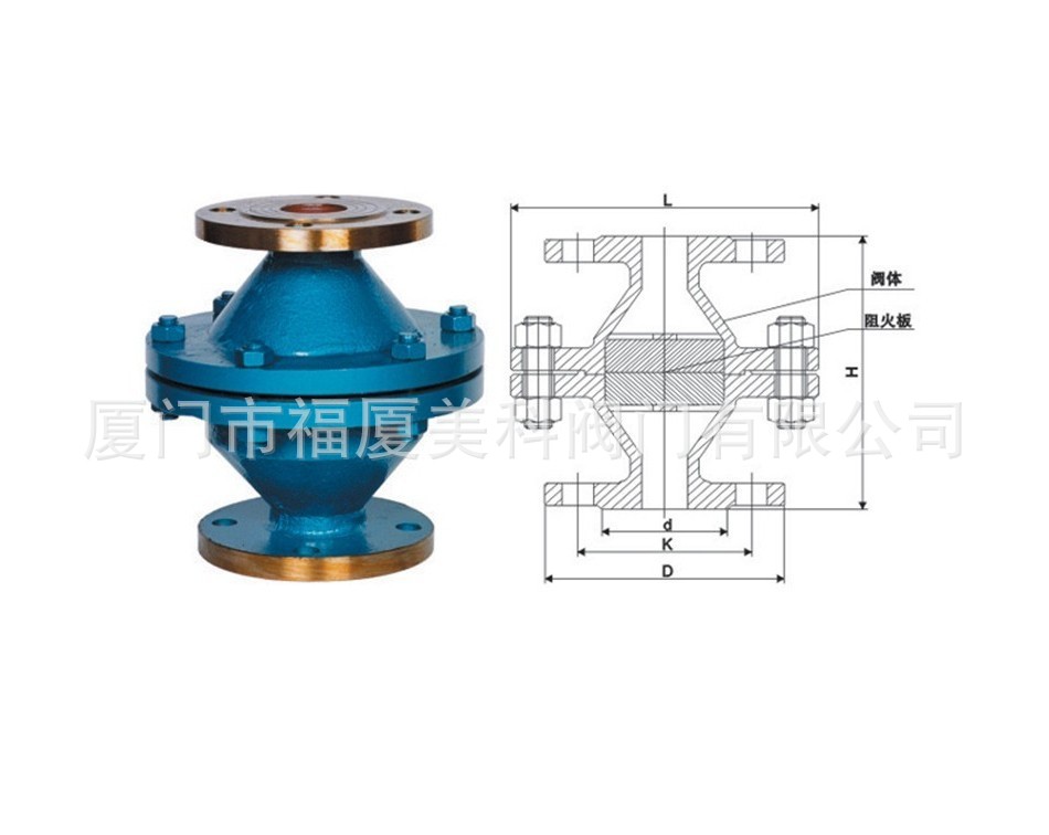 福厦美科GZW-1型阻爆燃型管道阻火器 管道阻火器 阀门批发