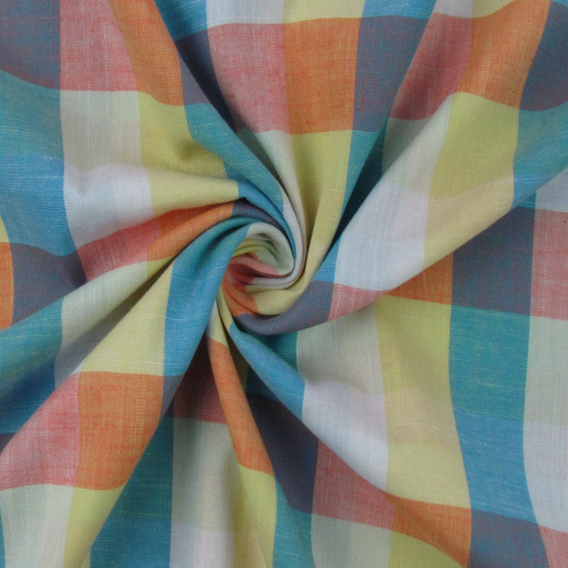 春夏经典格子布衬衫汗布面料 全棉竹节色织布 苏格兰彩色格子汗布