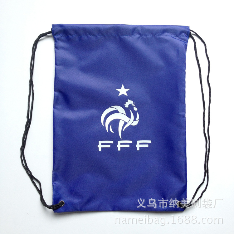 外贸涤纶环保束口背袋 蓝色新欧标涤纶防水公鸡抽绳包收纳袋加工