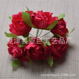 定 制仿真花束小把花 盒子把花 绢花头 花环配件 仿真玫瑰花