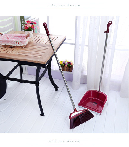 Stainless steel rod soft broom dustpan set combination plastic broom set household sweeping set sweeping manufacturer wholesale