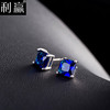 Fashionable universal square hypoallergenic earrings, classic zirconium, Korean style, 6mm