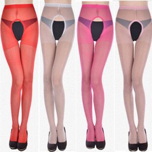 包芯丝连裤袜 双面开档镂空 免脱二面开档情趣丝袜 开档连裤袜|ru